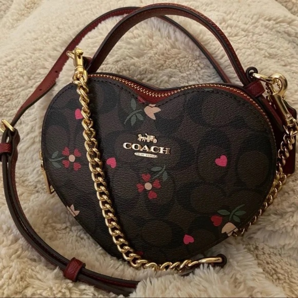 Coach Heart-Shaped Black and Pink Bag - Picture 3 of 9